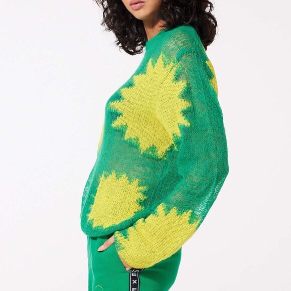 NWT Savage X Fenty Knittin Pretty Loose Knit Sweater Size XS Green Yellow NEW - Picture 4 of 15